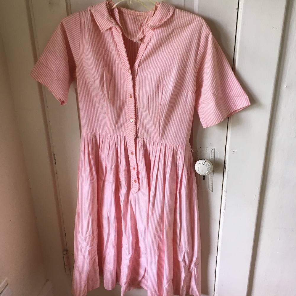 Vintage Pink Striped Dress